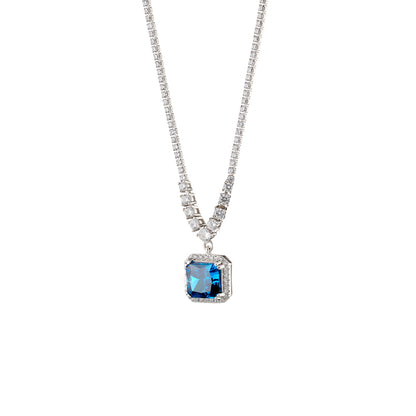 Necklace Silver With Blue And White Zircons
