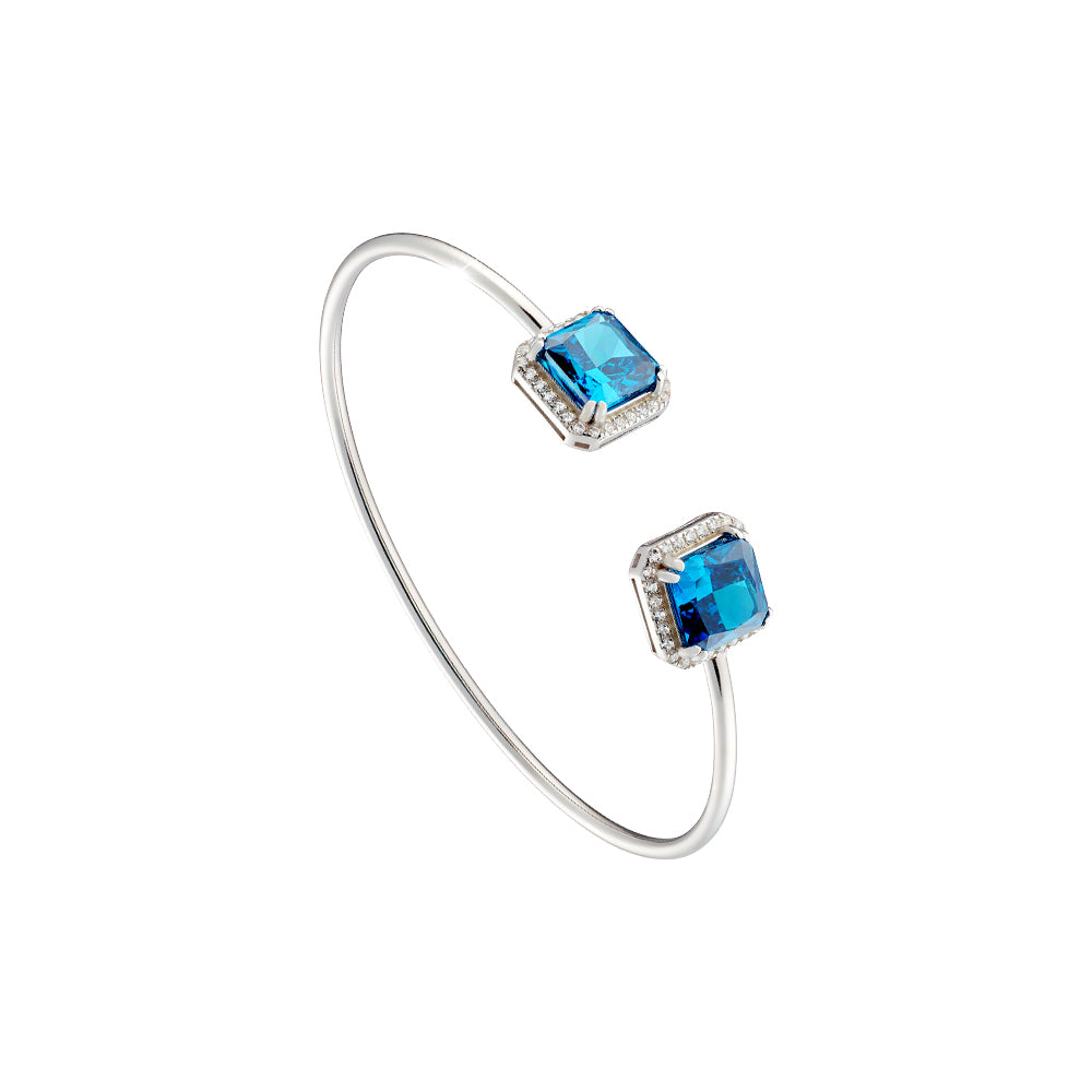 Bracelet Silver Fixed With Blue and White Zircons