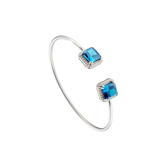 Bracelet Silver Fixed With Blue and White Zircons