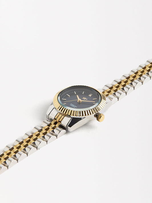 Watch With  Two-Toned Steel Strap