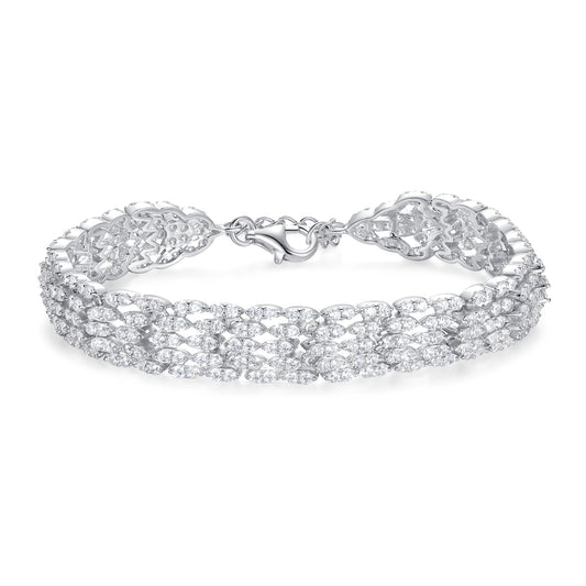 Sterling Silver 925°. Five Bands CZ Bracelet