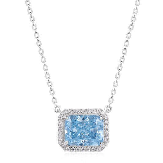 Sterling Silver 925°. Square Rosette Pendant Necklace