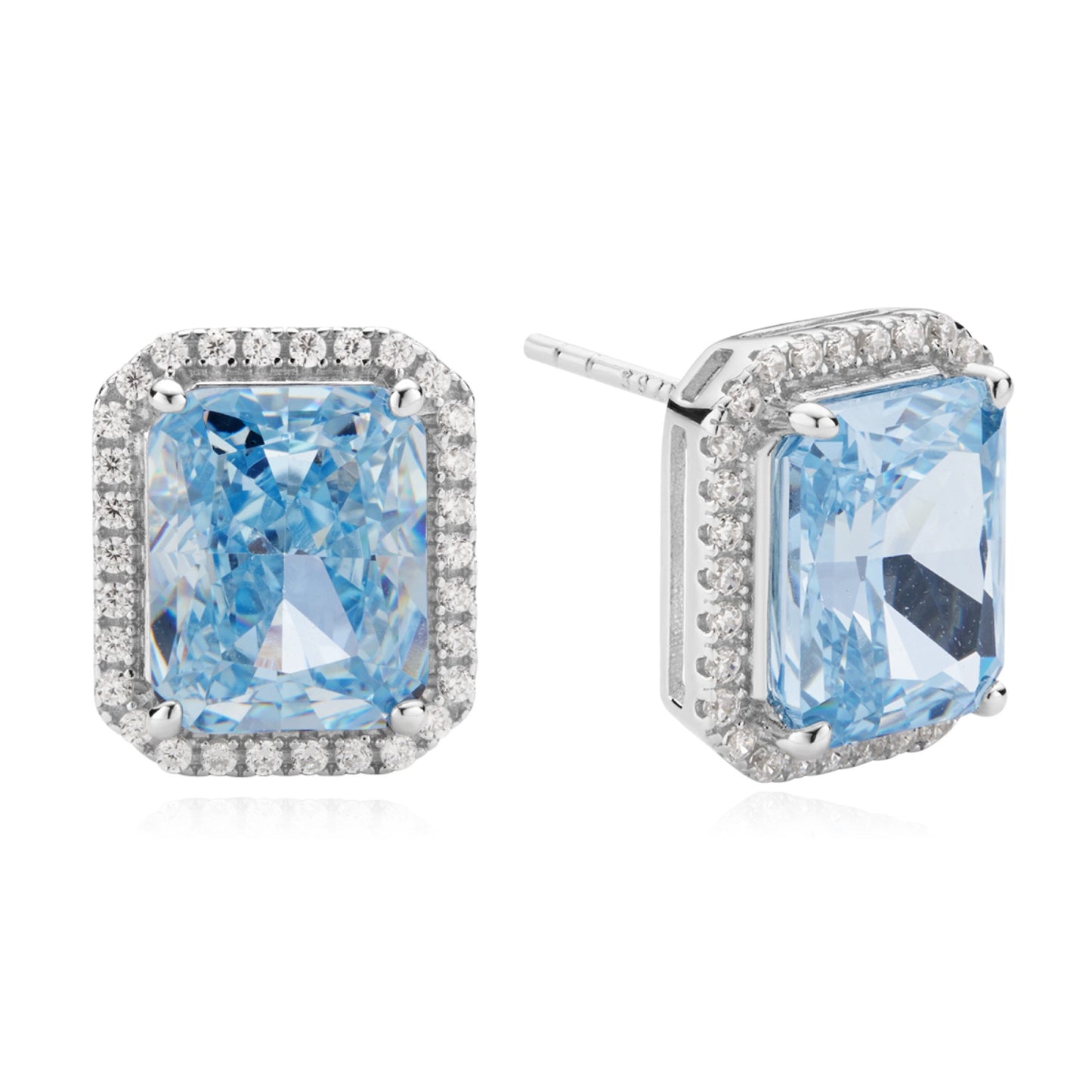 Sterling Silver 925°. Square Rosette Earrings